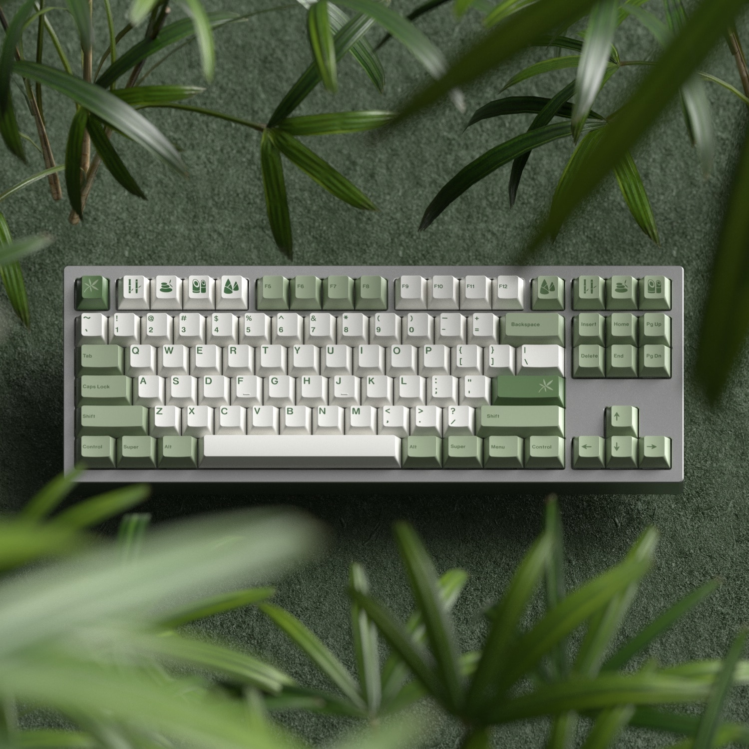 1 Set Bamboo Forest Keycaps PBT Dye Subbed Key Caps Cherry Profile Warm White Keycap For 3 - GMK Keycap