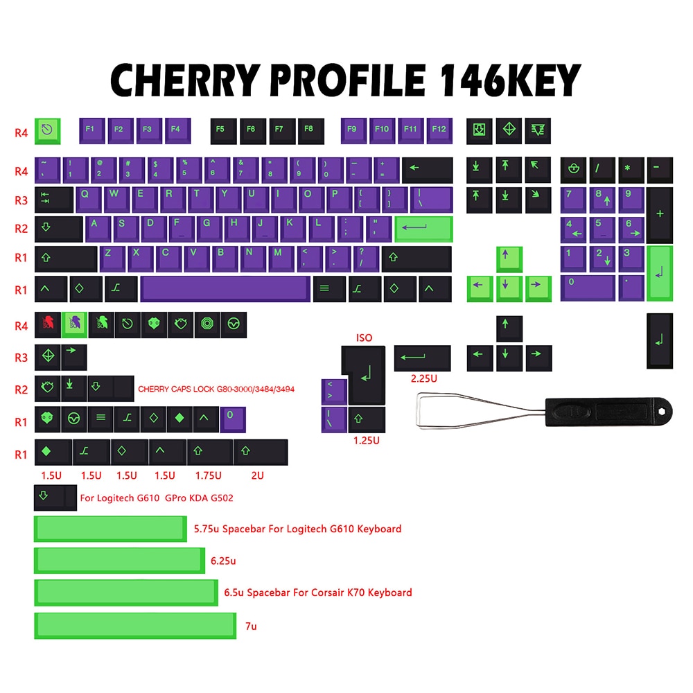 146 Keys DYE SUB Keycap Cherry Profile Russian Keycaps For MX Switch G610 K70 Mechanical Keyboard - GMK Keycap