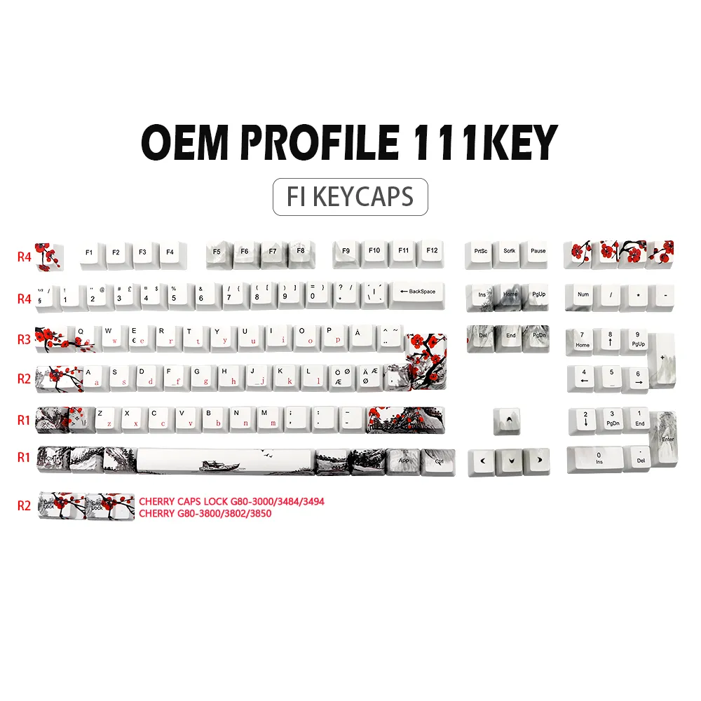 GMK KEY DYE SUB Plum Blossom Keycaps OEM Profile Spain Keycap For Mechanical Gaming Keyboard ES 3 - GMK Keycap