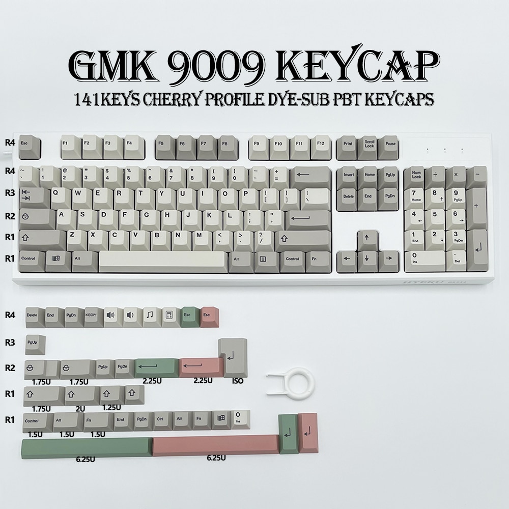 GMKfans GMK 9009 PBT Keycap Retro Cherry Profile ISO 141 Key Caps Set for Mechanical Gaming - GMK Keycap