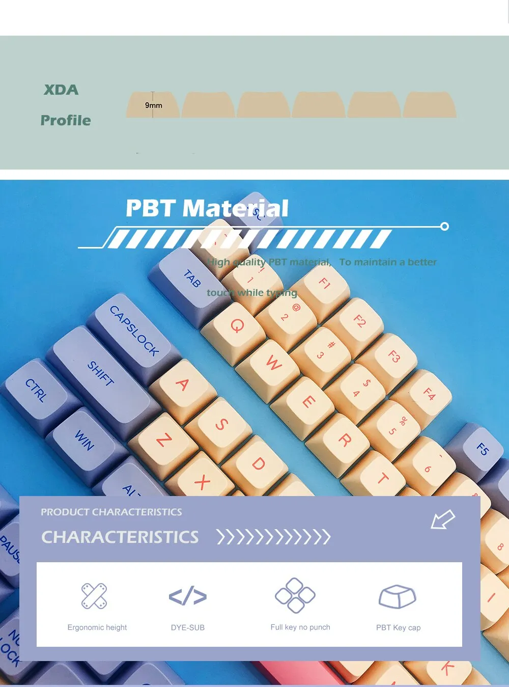 PBT-Keycap-XDA-Highly-Sublimated-Technology-Personalized-Key-Caps-For-Cherry-MX-Switch-Game-Mechanical-Keyboard-5