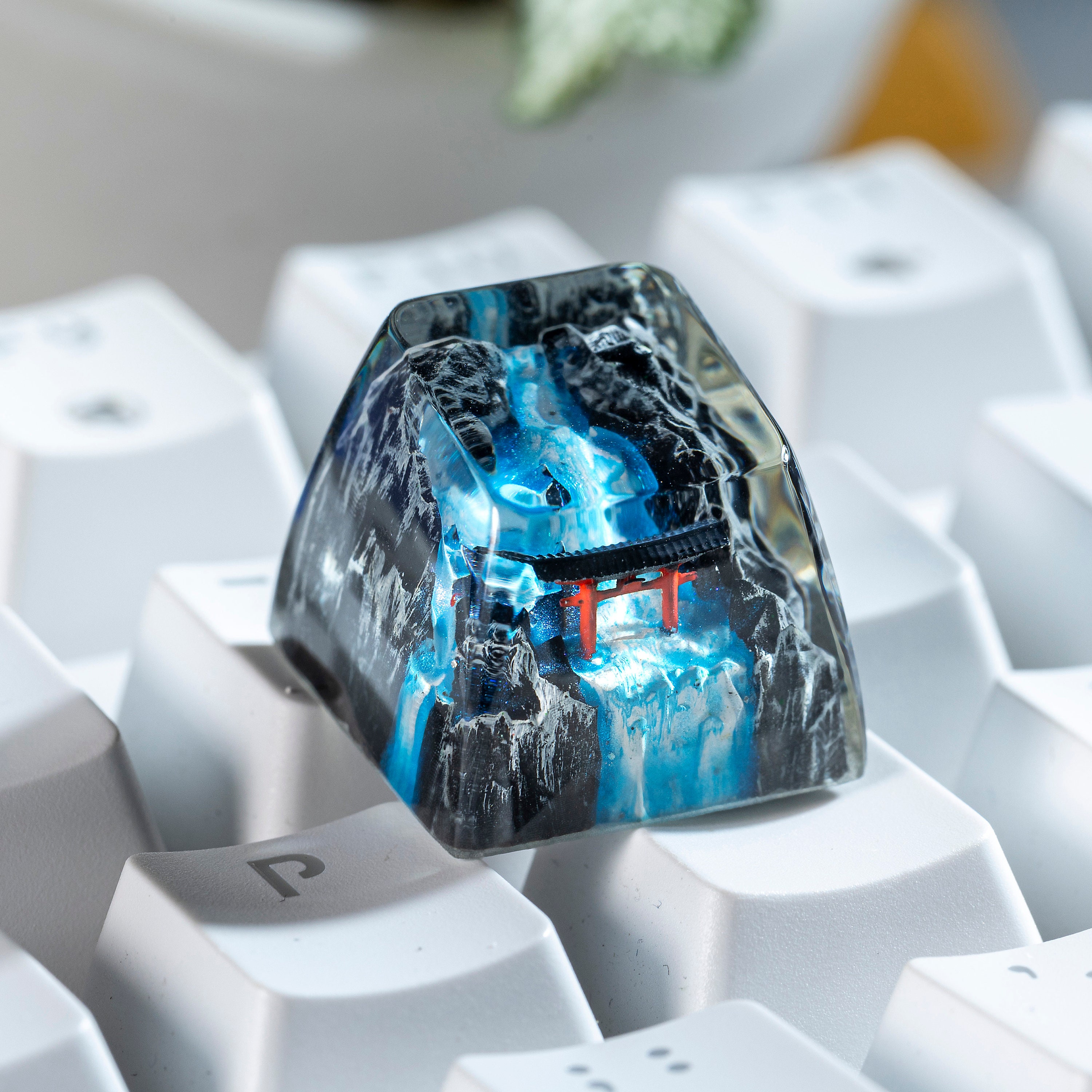 Winter Torii Gate Keycap, Japanese Gate, Artisan Keycap, Keycap for MX Cherry Switches Keyboard, Handmade Gift